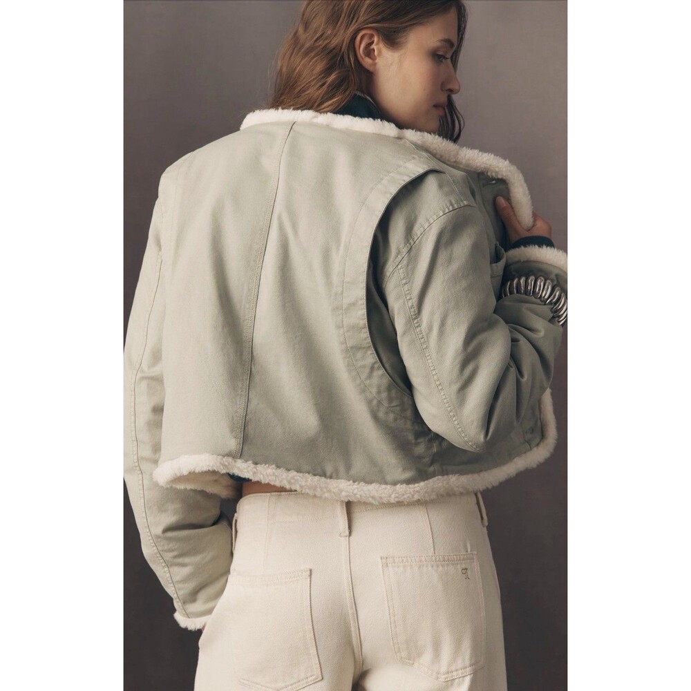 Anthropologie Pilcro Jacket Fleece Lined Lady Light Gray Cozy Preppy Size XS NWT - Picture 9 of 12